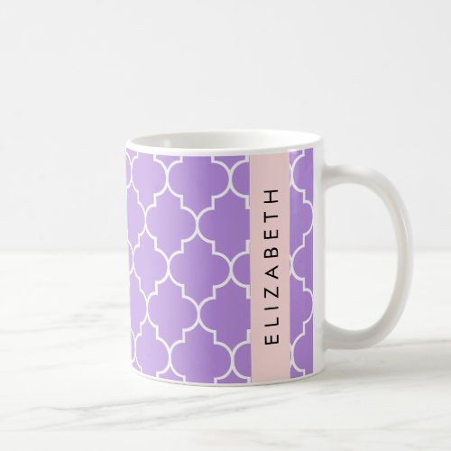 Purple Latticework Quatrefoil Trellis Your Name Coffee Mug