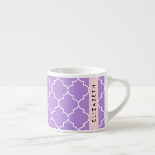 Purple Latticework Quatrefoil Trellis Your Name Espresso Cup