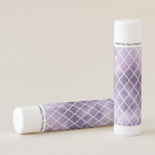 Purple Latticework Quatrefoil Watercolors Lip Balm