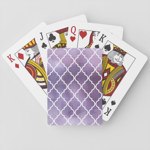 Purple Latticework Quatrefoil Watercolors Poker Cards