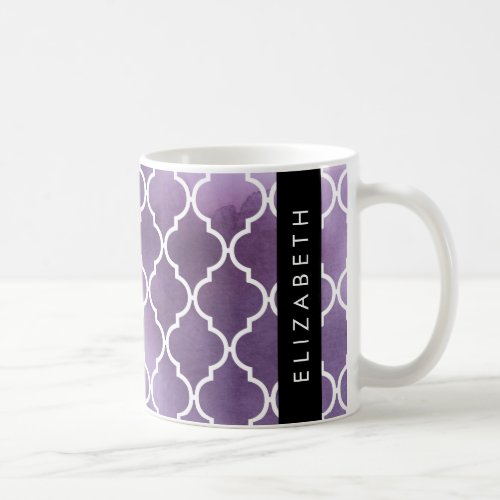 Purple Latticework Watercolors Your Name Coffee Mug