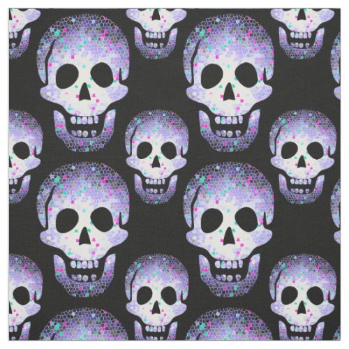 Purple Laughing Skulls Cheeky Witch Pagan Wiccan Fabric