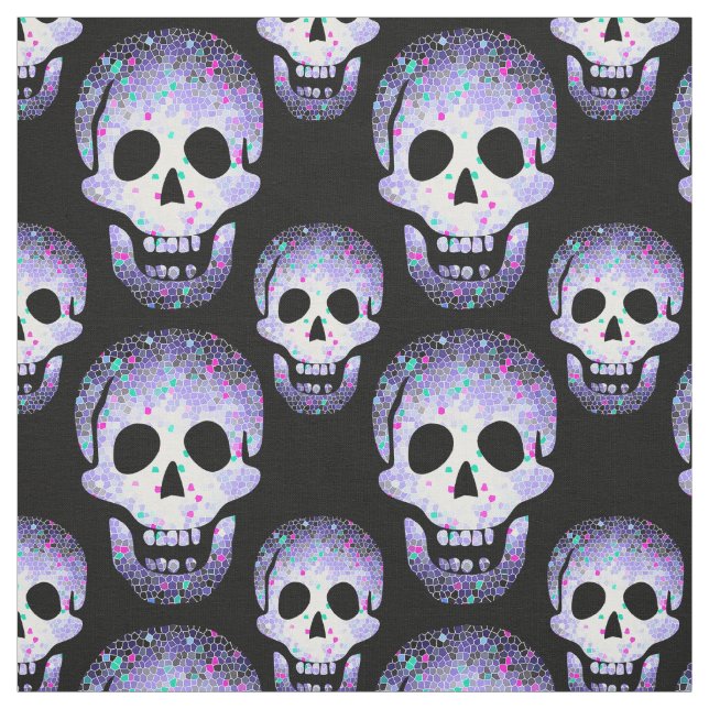 Purple Laughing Skulls Cheeky Witch® Pagan Wiccan Fabric (Swatch)
