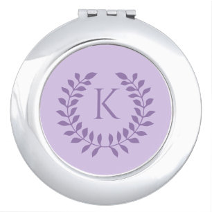 Purple Laurel Wreath With Custom Monogram Compact Mirror