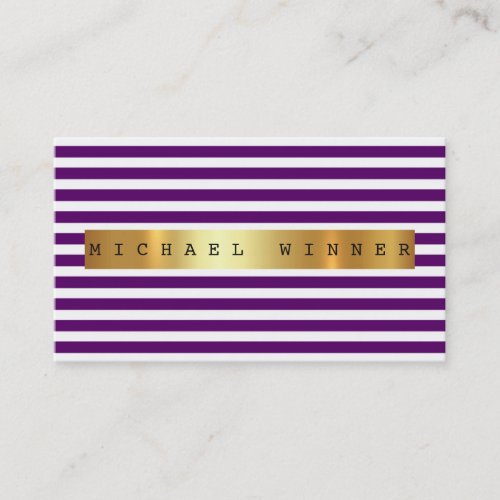 Purple Lavanda Plum White Stripes Vip Golden Foil Business Card