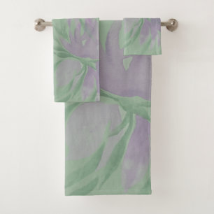Purple Lavander Watercolor Elegant Floral Bath Towel Set