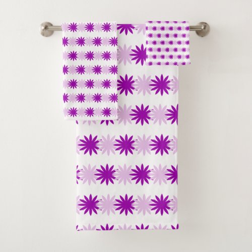 Purple Lavender Abstract Floral Bath Towel Set