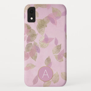 Purple Lavender and Gold Foil Fall Leaves iPhone XR Case