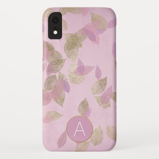 Purple Lavender and Gold Foil Fall Leaves Case-Mate iPhone Case (Back)