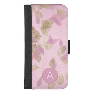 Purple Lavender and Gold Foil Fall Leaves iPhone 8/7 Plus Wallet Case