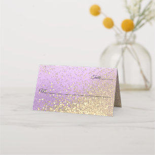 Purple Lavender and Gold Glitter Place Card