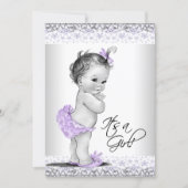 Purple Lavender and Gray Baby Girl Shower Invitation (Front)