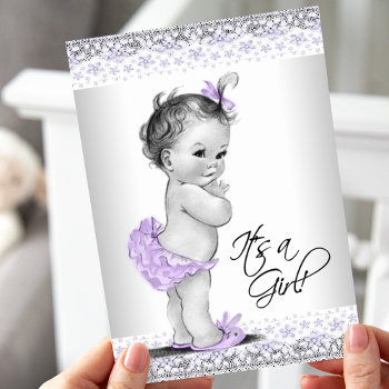 Purple Lavender And Gray Baby Girl Shower Invitation by The_Vintage_Boutique at Zazzle