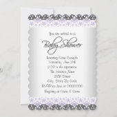 Purple Lavender and Gray Baby Girl Shower Invitation (Back)