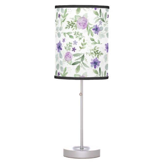 Purple, Lavender and Greenery Table Lamp (Front)