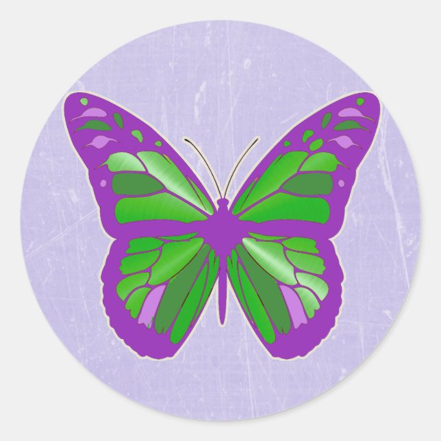 Purple, Lavender and Lime Green Butterfly Stickers (Front)