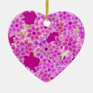 Purple, lavender and plum flowers, plum background ceramic ornament