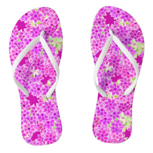 Purple, lavender and plum flowers, plum background flip flops