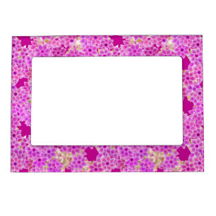 Purple, lavender and plum flowers, plum background magnetic frame