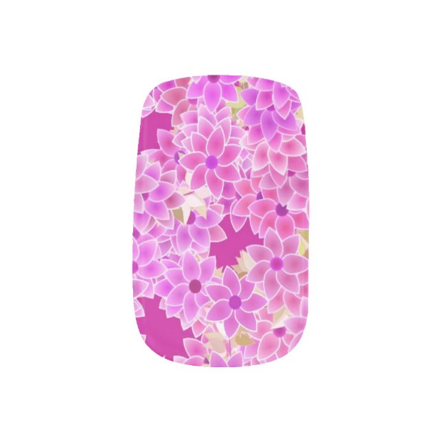 Purple, lavender and plum flowers, plum background minx nail art (Left Thumb)