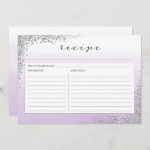 Purple Lavender and Silver Recipe Card