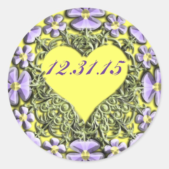 Purple Lavender and Yellow Wedding Stickers (Front)
