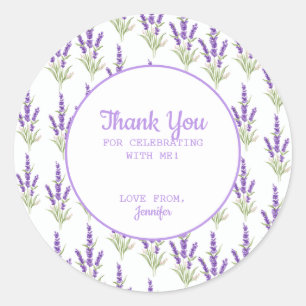 Purple Lavender Antique Frame Birthday Thank You Classic Round Sticker