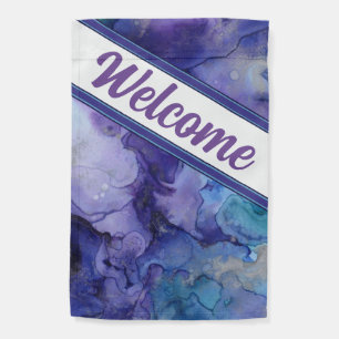 Purple Lavender Aqua Welcome Garden Flag