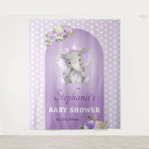Purple Lavender Baby Girl Elephant Shower Sprinkle Tapestry