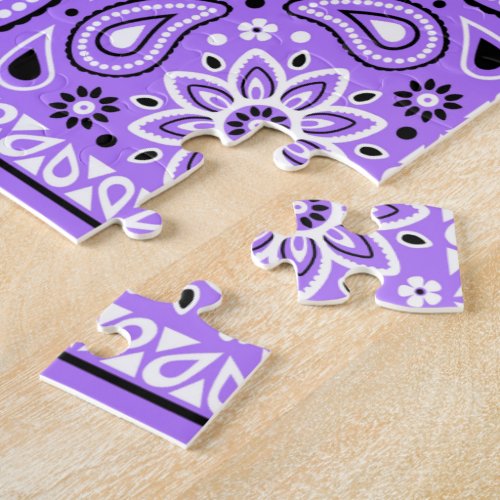 Purple Lavender Bandana Paisley Country Hip Hop Co Jigsaw Puzzle