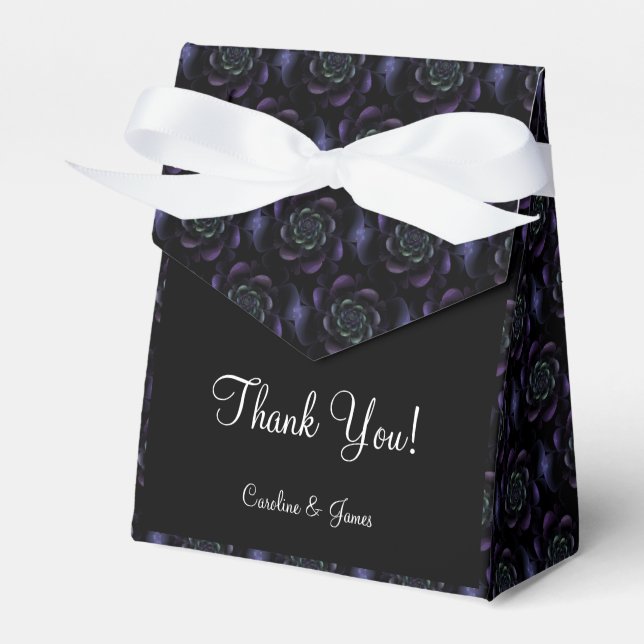 Purple Lavender Black Teal Floral Favor Boxes (Front Side)