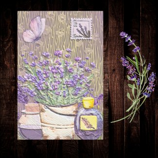 Purple Lavender Blooms Apothecary Vintage Ephemera