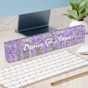 Purple Lavender Blooms Personalized Floral Desk Name Plate