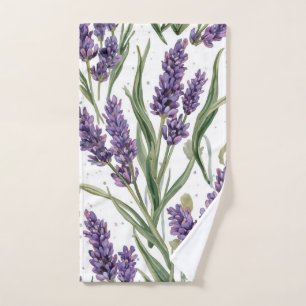 Purple Lavender Blooms Watercolor Botanical Hand Towel