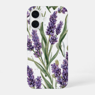 Purple Lavender Blooms Watercolor Botanical iPhone 16 Case