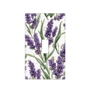 Purple Lavender Blooms Watercolor Botanical Light Switch Cover