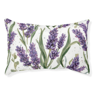 Purple Lavender Blooms Watercolor Botanical Pet Bed