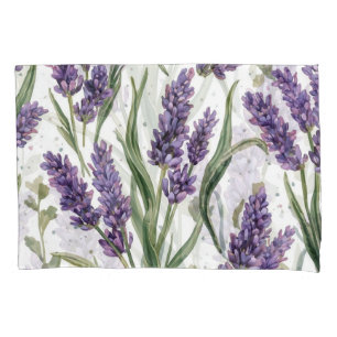 Purple Lavender Blooms Watercolor Botanical Pillow Case