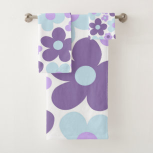 Purple Lavender Blue Daisies Retro Dream #1 #retro Bath Towel Set