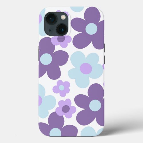 Purple Lavender Blue Daisies Retro Dream 1 retro iPhone 13 Case