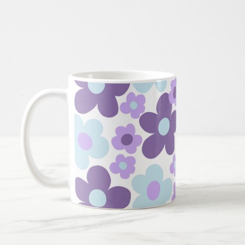 Purple Lavender Blue Daisies Retro Dream 1 retro Coffee Mug