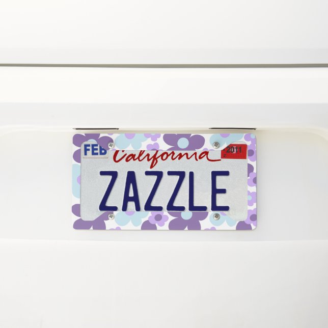 Purple Lavender Blue Daisies Retro Dream #1 #retro License Plate Frame (On Car)