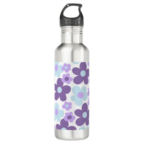 Purple Lavender Blue Daisies Retro Dream 1 retro Stainless Steel Water Bottle