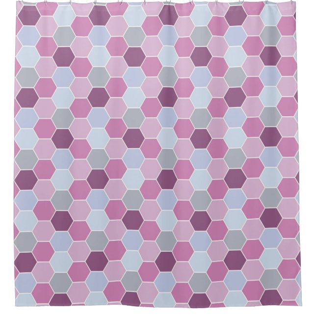 Purple Lavender Blue Honeycomb Pattern Shower Curtain (Front)