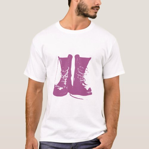 Purple Lavender Boots with Untied Laces  T_Shirt