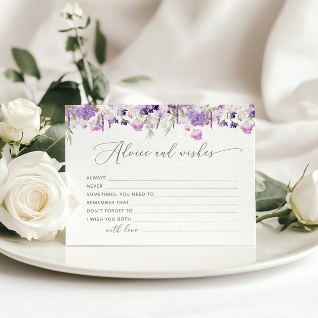 Purple lavender bridal advice and wishes card (Creator Uploaded)