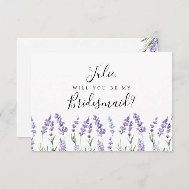 Purple, Lavender Bridesmaid Card (Front/Back)