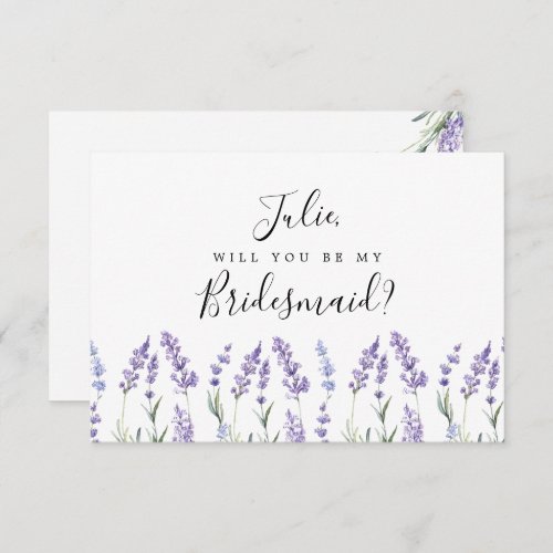 Purple Lavender Bridesmaid Card