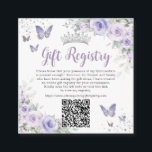 Purple Lavender Butterflies Quinceanera QR Gift  Enclosure Card<br><div class="desc">Elegant Purple Floral Square QR Code Gift Registry Enclosure Cards. Personalize them easily and quickly, simply click the customize it further button to edit the texts, change fonts and fonts colors. Featuring beautiful watercolor purple lavender lilac flowers, butterflies and silver elements. Matching items available in store. (c) Somerset Fine Paperie...</div>