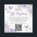 Purple Lavender Butterflies Quinceanera QR Gift  Enclosure Card<br><div class="desc">Elegant Purple Floral Square QR Code Gift Registry Enclosure Cards. Personalize them easily and quickly, simply click the customize it further button to edit the texts, change fonts and fonts colors. Featuring beautiful watercolor purple lavender lilac flowers, butterflies and silver elements. Matching items available in store. (c) Somerset Fine Paperie...</div>